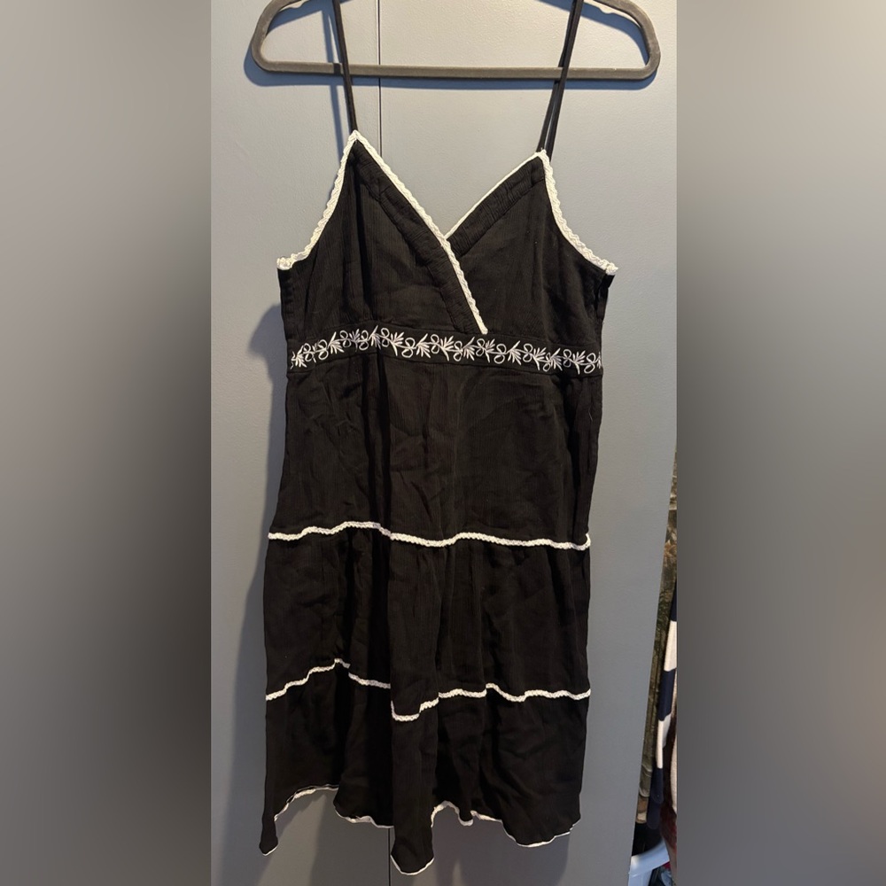 Vintage Black Dress with White Trim